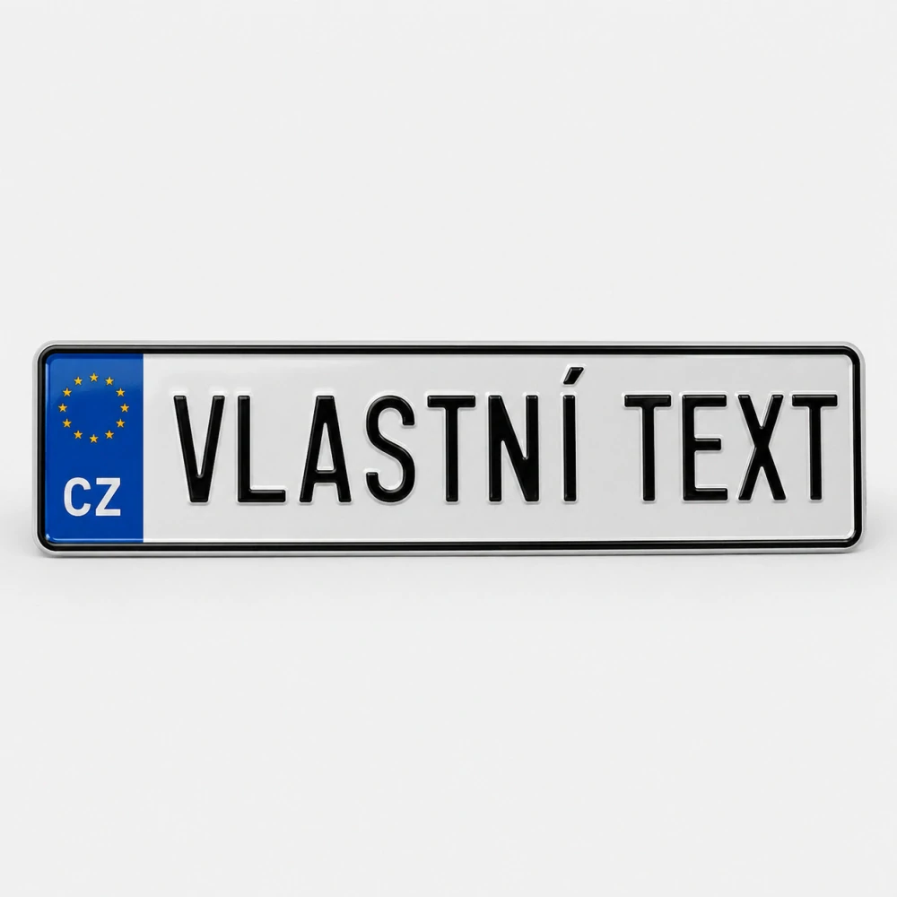 Jmenovka SPZ plechová bílá/bílá s CZ