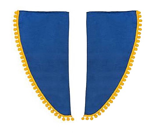 Dekorativní boky modré/žluté bambulky