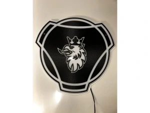 Osvětlené logo SCANIA Carbon červená