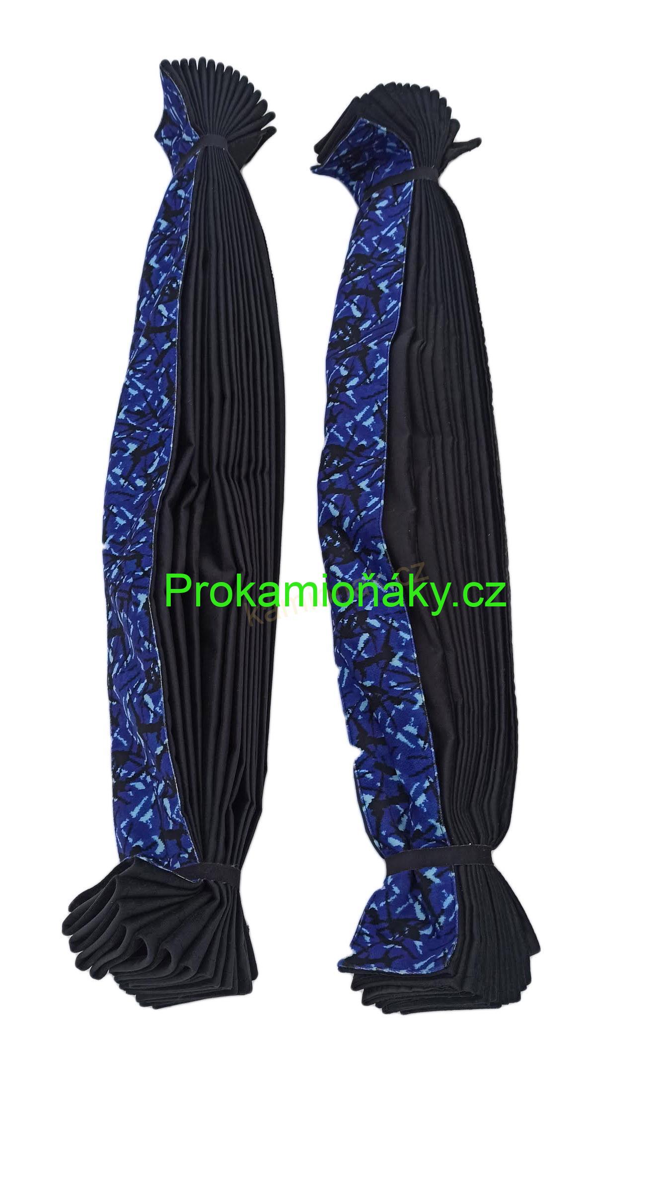 Závěsy skládané + bordura modro/černá