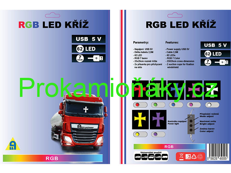 Kříž RGB 62 LED