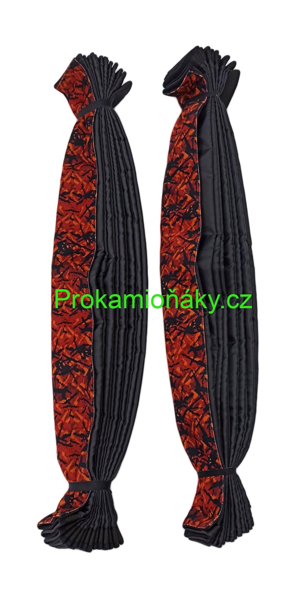 Závěsy skládané + bordura červeno/černá