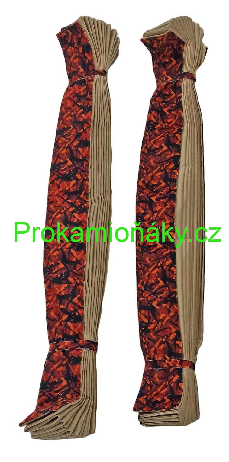 Závěsy skládané + bordura červeno/béžová