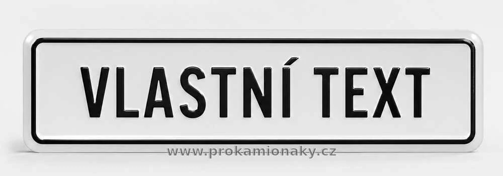 Jmenovka SPZ plechová bílá/bílá s CZ