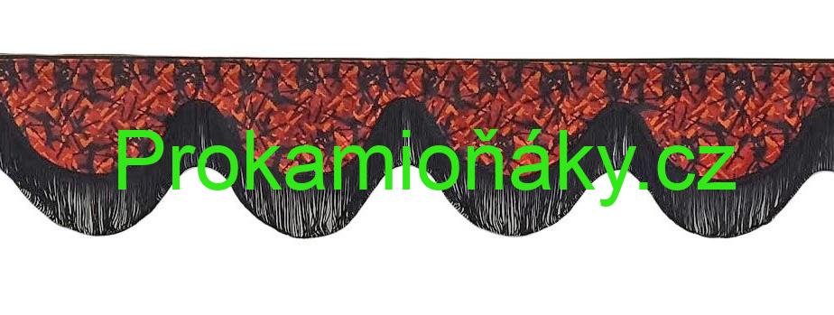 Závěsy skládané + bordura červeno/černá