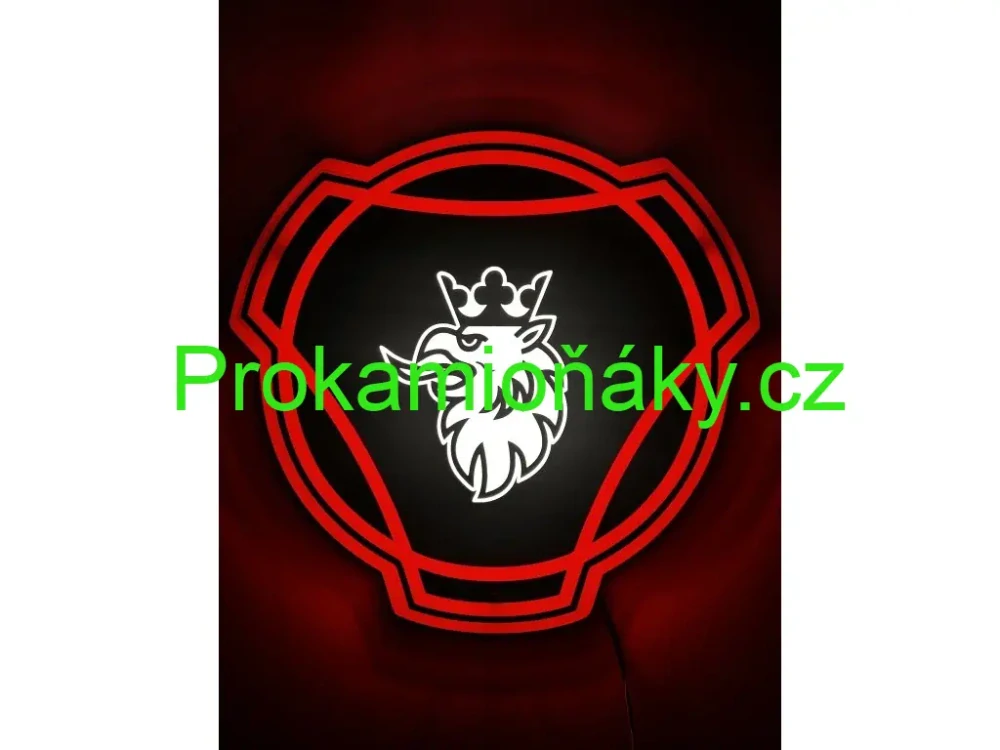 Osvětlené logo SCANIA Carbon červená