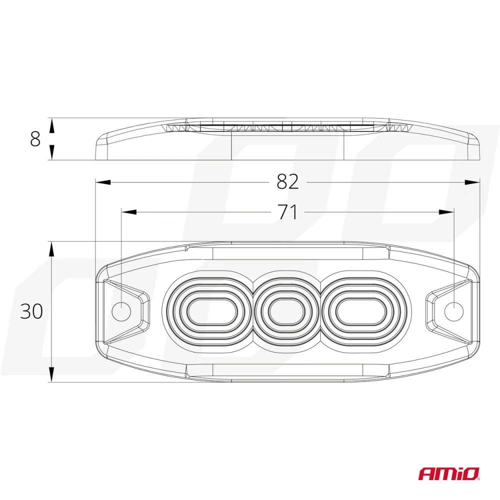 Výstražné osvětlení oranžové 3x3W LED R65 R10 12 / 24V IP67