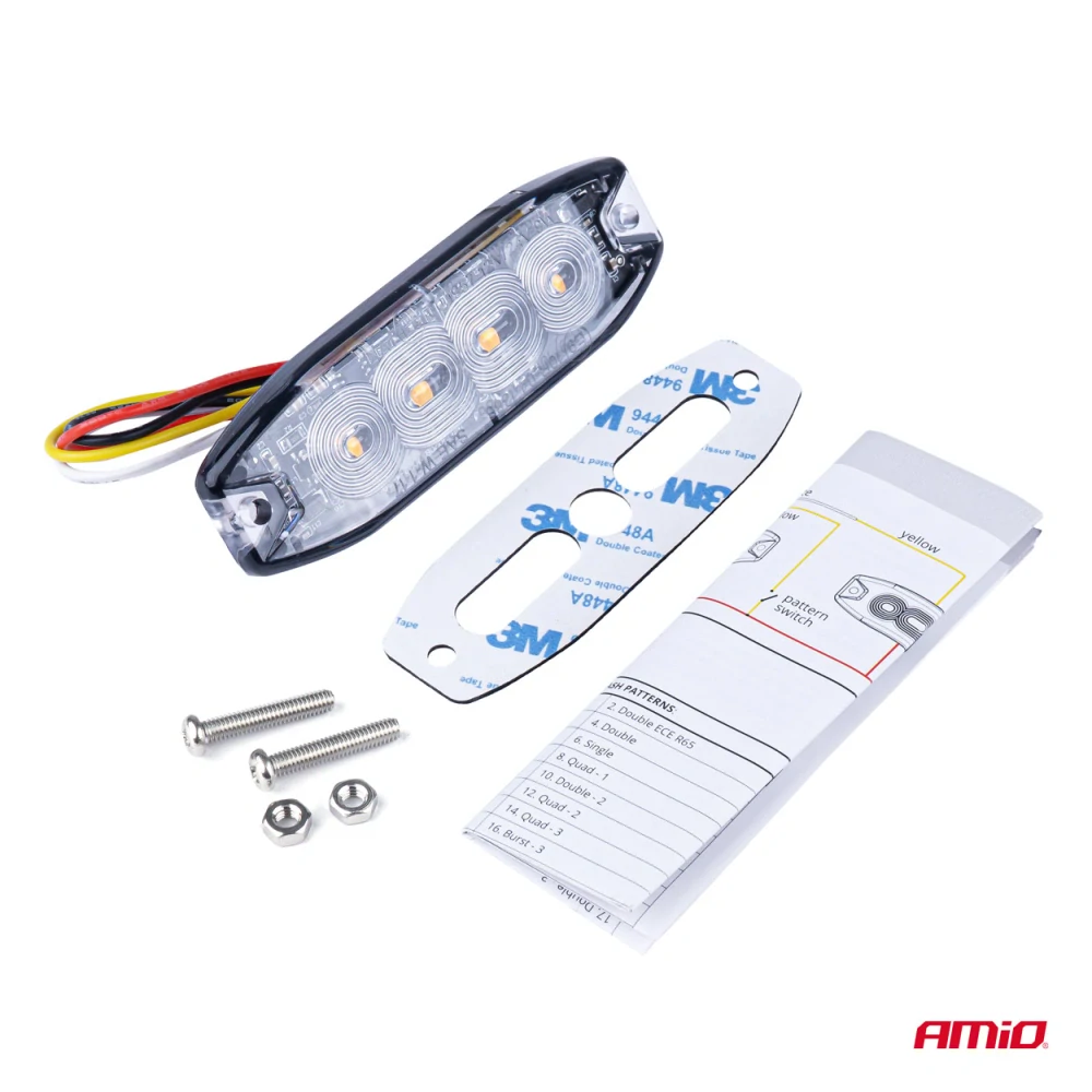 Výstražné osvětlení oranžové 4x3W LED R65 R10 12 / 24V IP67