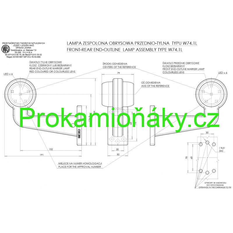 Poziční světlo gylle dlouhé LED bílá/červená
