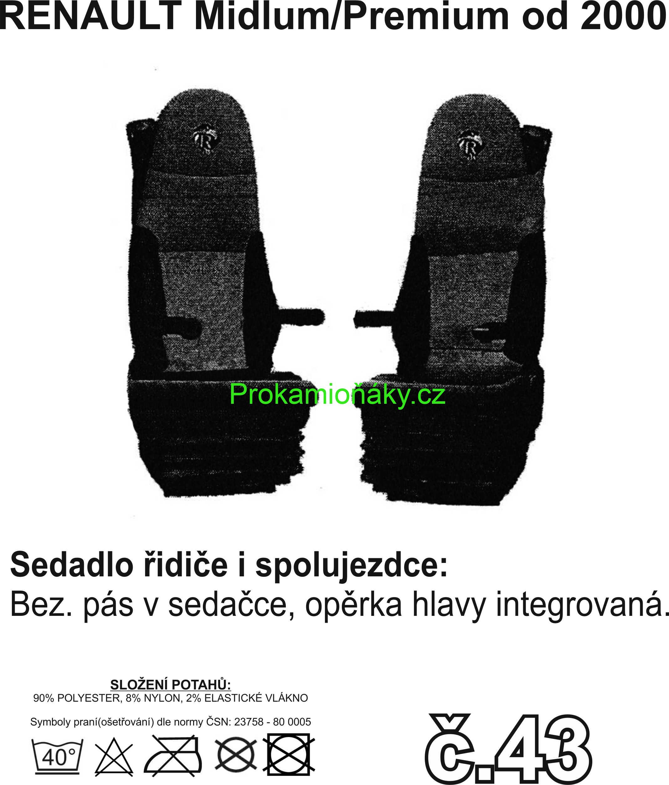 Potahy sedadel RENAULT č.43 – manšestr