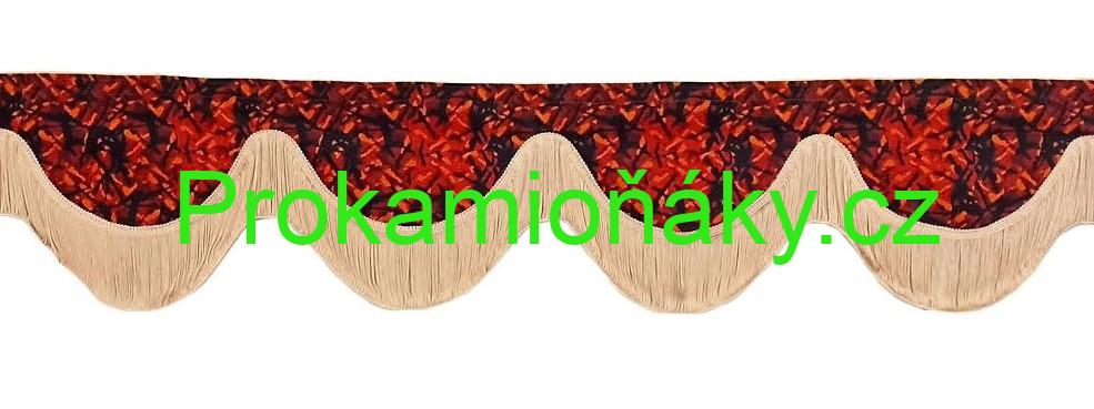 Závěsy skládané + bordura červeno/béžová