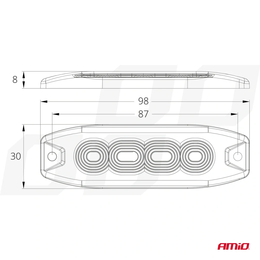 Výstražné osvětlení oranžové 4x3W LED R65 R10 12 / 24V IP67
