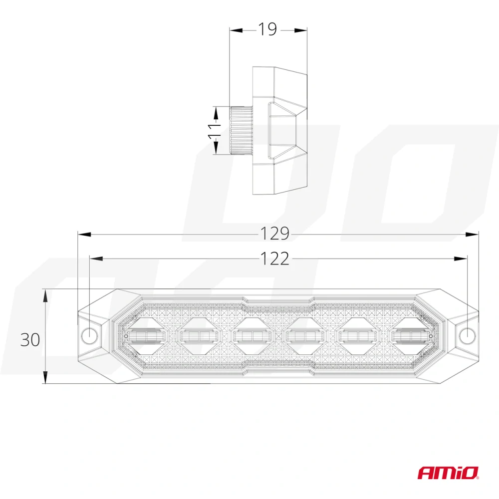 Výstražné osvětlení oranžové 6x3W LED R65 R10 12/24V IP6K9K