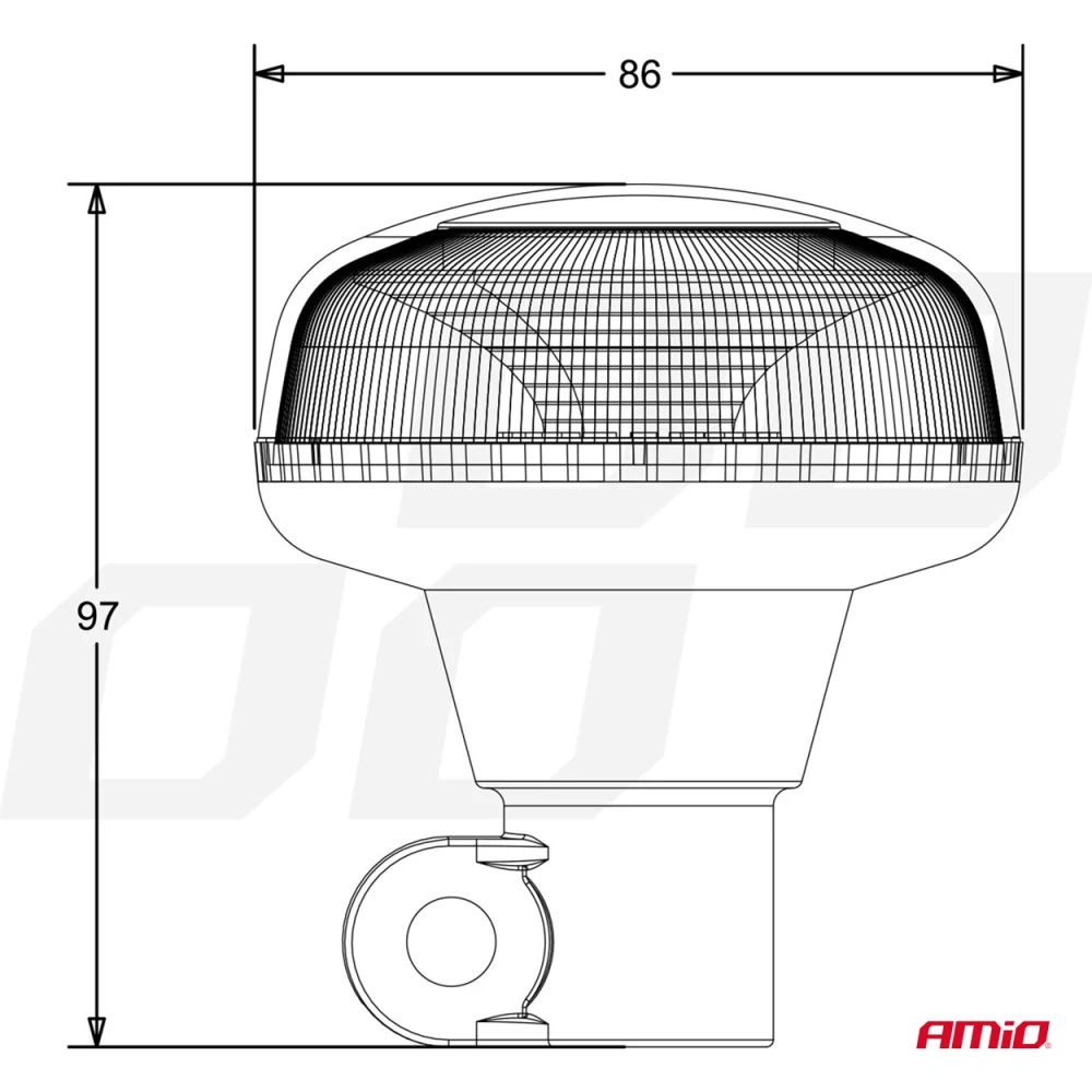 Výstražný maják W21p na tyč R65 R10 18LED 12/24V IP66