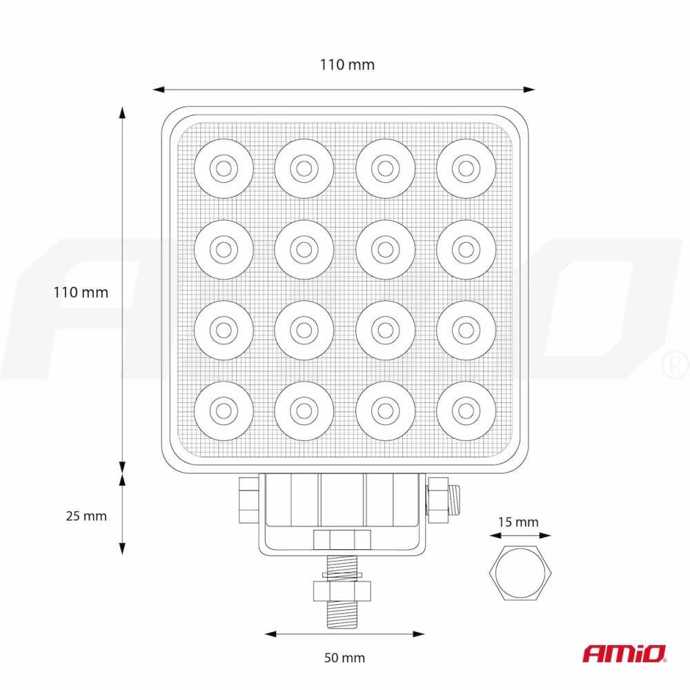 LED pracovní světlo AWL10 16LED FLOOD 9-36V