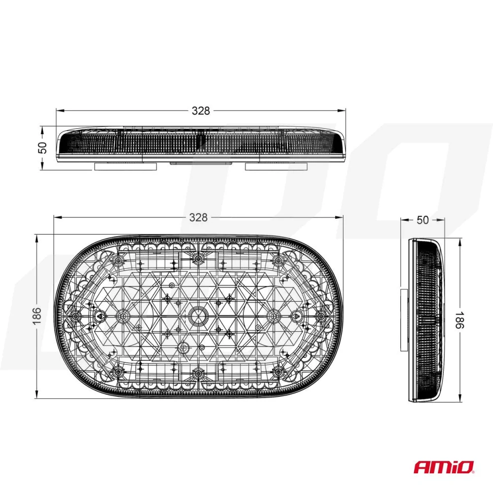 Mini světelná lišta LED WLB78 magnetický 293x171mm R65 R10 48LED 12/24V IP56