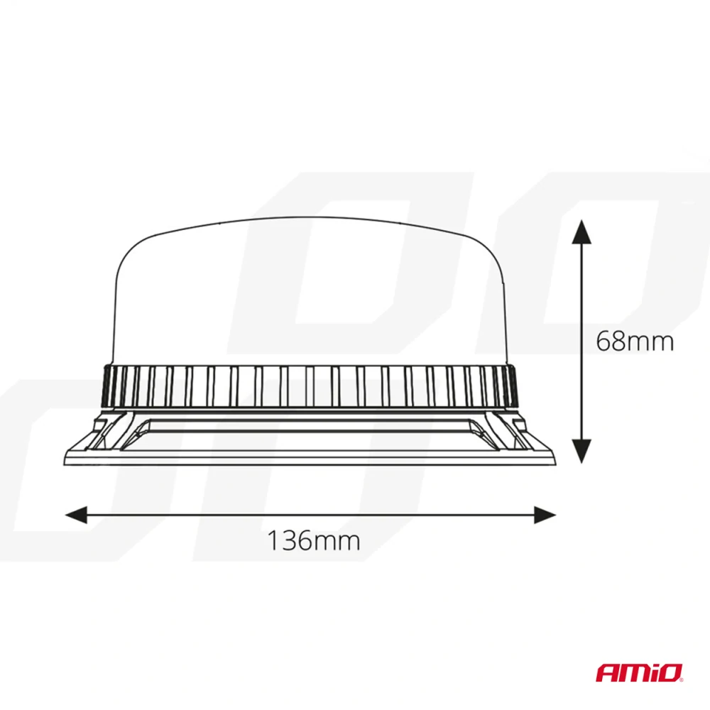Výstražný maják pevný W03B s 3 šrouby R65 R10 36LED 12 / 24V IP56